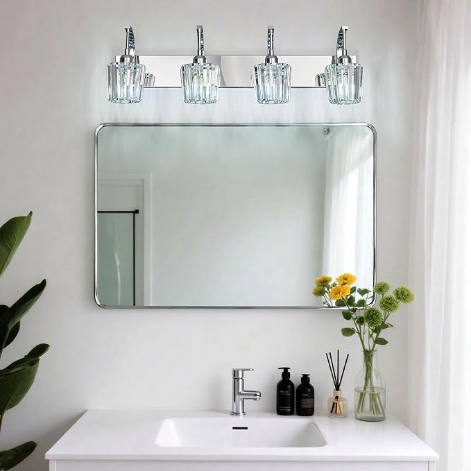 Modern Bathroom Vanity Light, 4-Light Chrome Wall Sconce - Image 7