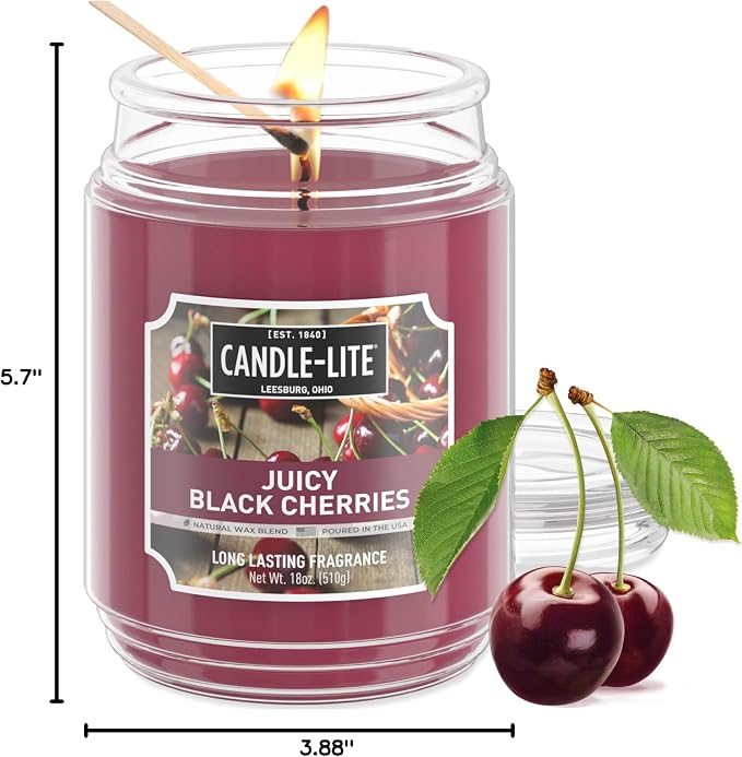 Candle-lite Scented Candles, Juicy Black Cherries, 18 oz Jar, Proudly Poured in - Image 8