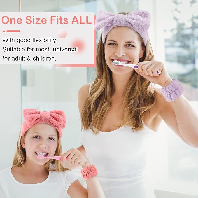 WHAVEL 6PCS Spa Headband and Wristbands Set, Face Wash Headband Wrist Bands - Image 5