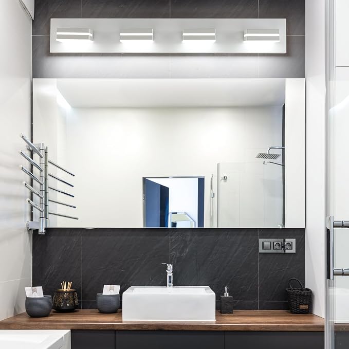SineRise LED Modern Bathroom Vanity Light Fixtures, Matte White Modern Acrylic - Image 5