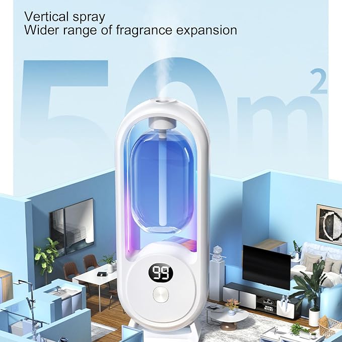 Wall Mounted Essential Oil Diffuser, 5 Modes Dual Display Colourful Night Light - Image 8