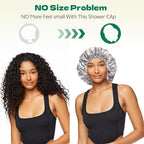 2 PCS Shower Cap Waterproof Double Layer Elastic Adjustable Reusable Hair Bath - Image 5