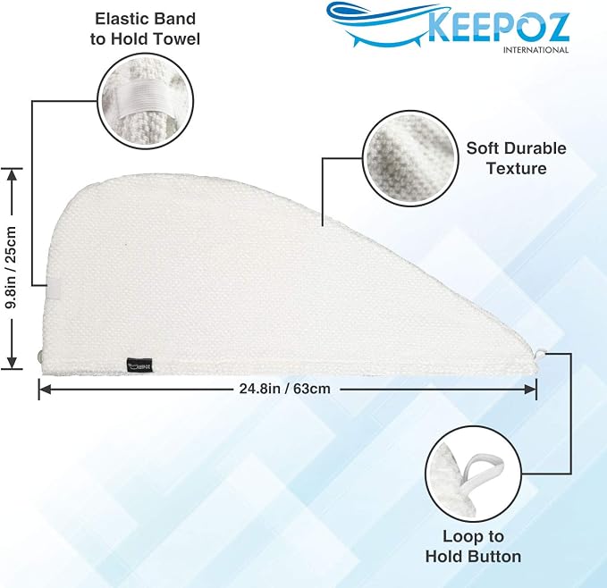 KEEPOZ Hair Towel Wrap Quick Dry 100% Cotton Super Absorbent Turban Head Wrap - Image 2