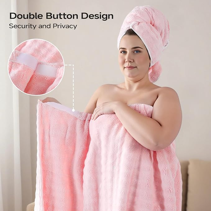 REDKISS Pink Plus Size Towel Wrap - Image 5