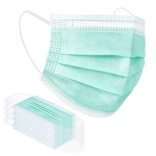 Borje Green Disposable Face Mask 100 Pcs Green Face Masks 3 Ply Protection Masks by Borje