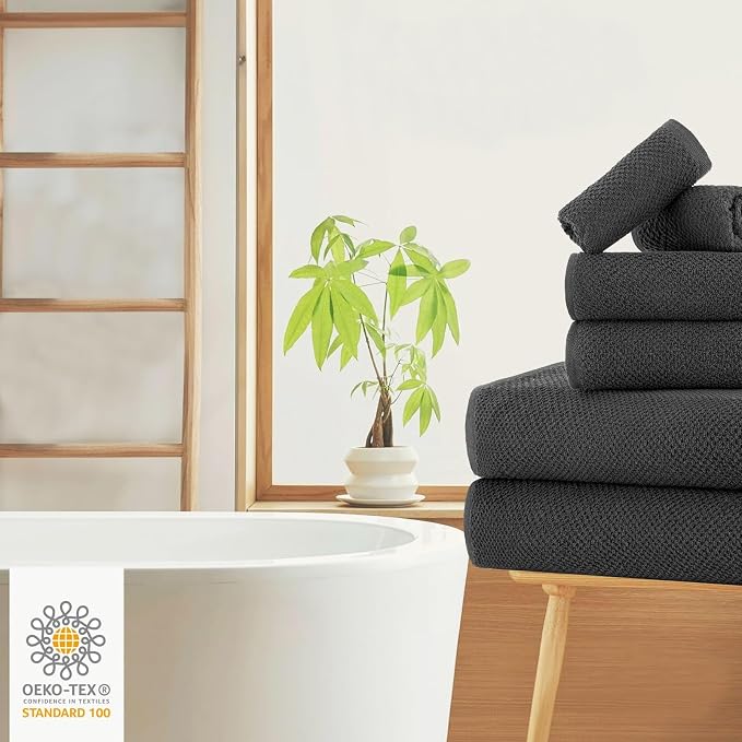 CASA COPENHAGEN EcoPop 6Pcs 100% Cotton Large Designer Towels Gift Set- Pine - Image 7