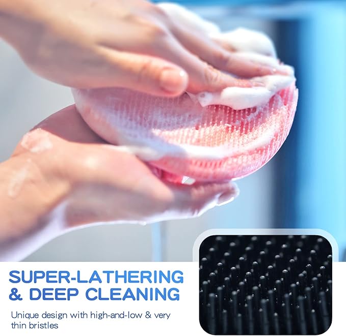 Manmihealth Silicone Back Scrubber & Shower Face Brush Set, Gentle-Cleaning & - Image 4