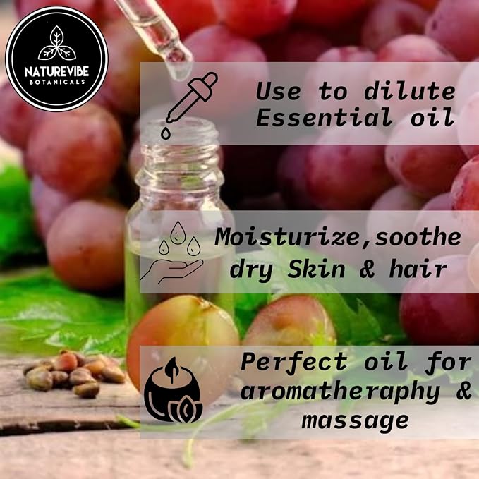 Naturevibe Botanicals Grapeseed Oil 32oz | 100% Pure Cold-Pressed & Lightweight - Image 2