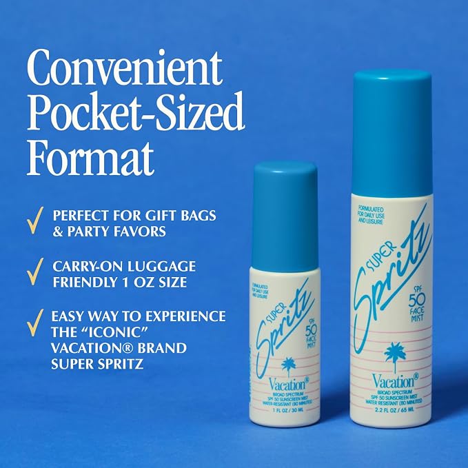 Vacation Mini Super Spritz SPF 50, Water-Resistant, Daily Face Sunscreen Spray - Image 4