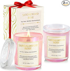 Scented Candles for Home, 2 Pack Wood Wick Sandalwood Rose Scented Candle by CJVIUS
