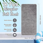 SmoothNovelty 16 Pack Microfiber Bath Towels Bulk 27'' x 60'' Oversized Size - Image 2