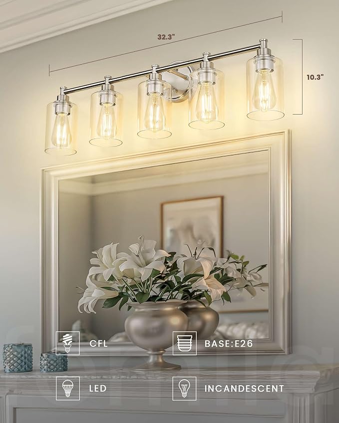 FEMILA 32" Bathroom Vanity Light, Brushed Nickel Bathroom Lights Over Mirror - Image 2