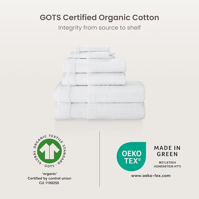 BIOWEAVES 100% Organic Cotton 700 GSM Plush 6-Piece Towel Set GOTS Certified - Image 8
