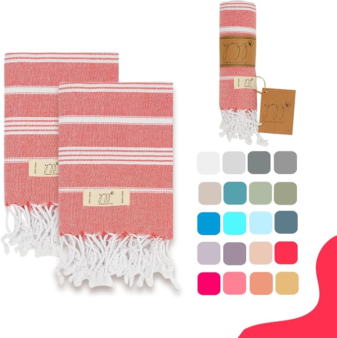 Hand Towels - Set of 2, Decorative Peshtemal Cotton Hand Towels by YAZZTURKISHCOTTON
