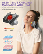Shiatsu Neck Massager with Heat, Cordless Portable Cervical Traction Device - Image 4