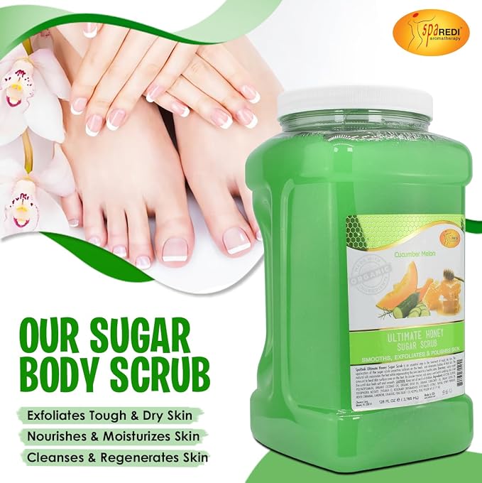 SPA REDI - Sugar Body Scrub, Cucumber Melon, 128 Oz, Exfoliating, Moisturizing - Image 7