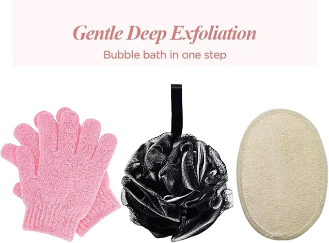 Loofah Bath Sponge, Exfoliating Bath Gloves, Loofah Exfoliating Body Scrubber - Image 7