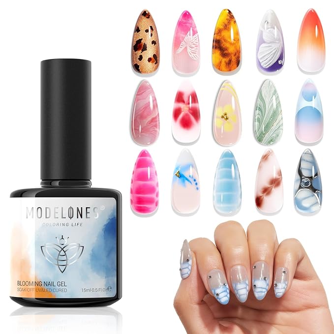 modelones Blooming Gel Nail Polish, 15 ml Clear Nail Art Accessories Stuff by MODELONES