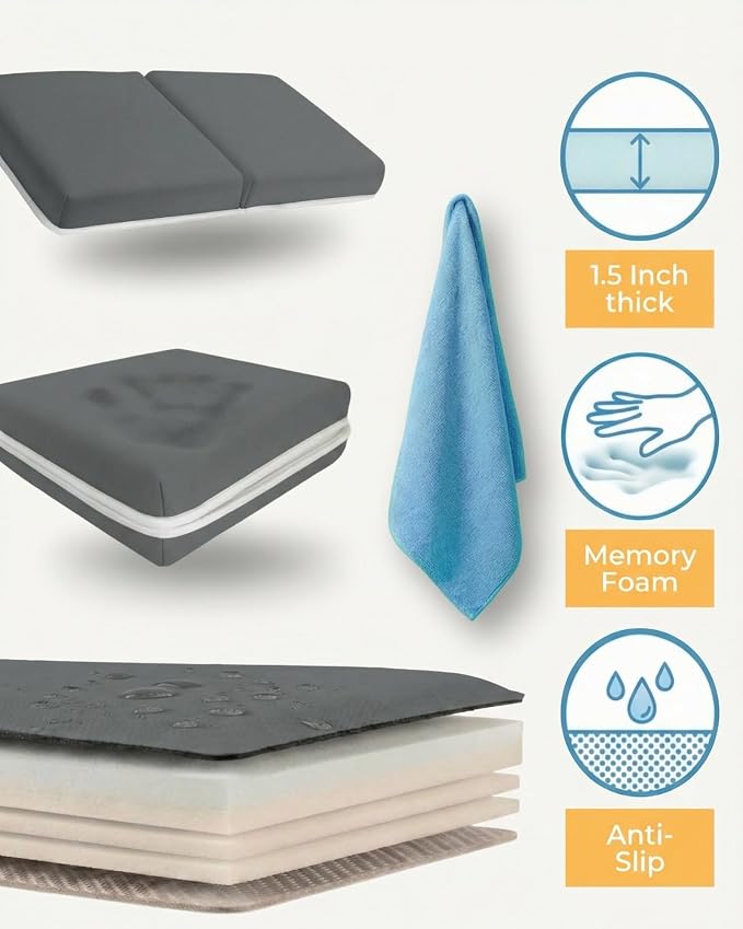 Comfortable Baby Bath Kneeler and Elbow Rest Pad Set – Thick Memory Foam Bath - Image 9