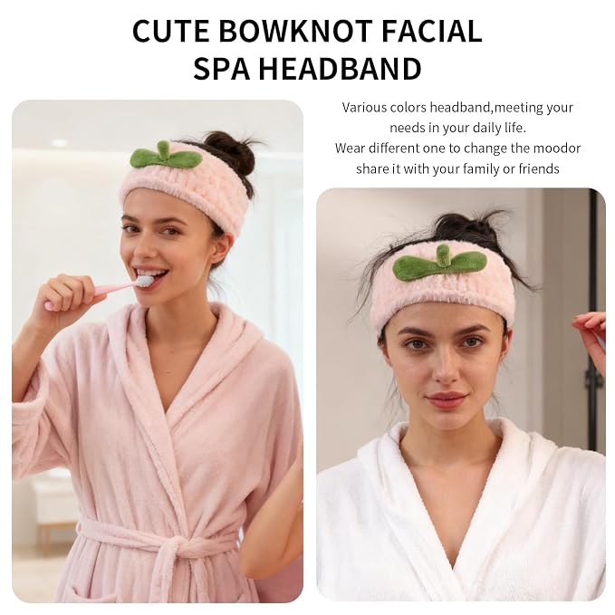 PERFECTSIGHT Spa Headband for Washing Face, Cute Wristband Hair Band Set for - Image 4