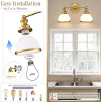 Hamilyeah 2-Light Gold Bathroom Vanity Light, Brushed Gold Wall Light Fixture - Image 7