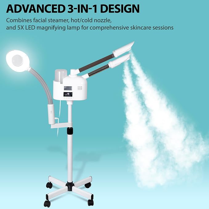 Professional 3 in 1 Facial Steamer, Stand on Wheels - Image 8