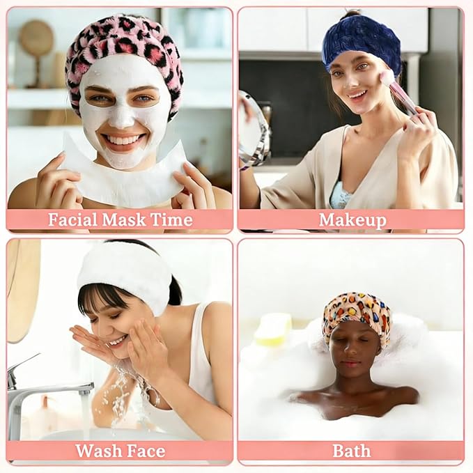 hexiaoxiao 6 Pack Microfiber Spa Headband Elastic Skin-Friendly No Slip Hairband - Image 6
