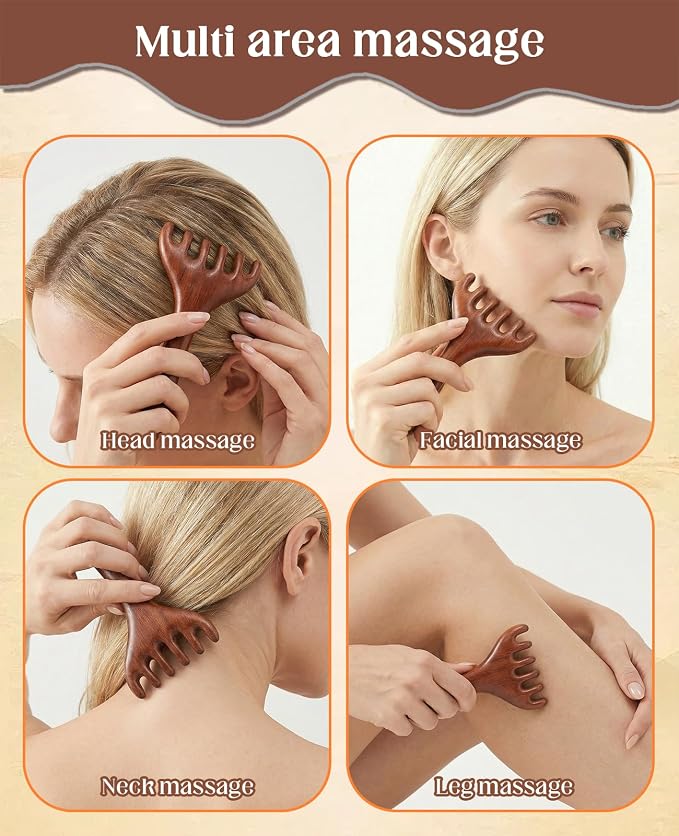 4 Pack Wooden Scalp Massager Comb, Portable Manual Head Massage Brush Tool Hair - Image 7