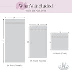 100% Cotton Bath Towel Set of 18-4 Bath Towels, 6 Hand Towels, 8 Wash Cloths - Image 2