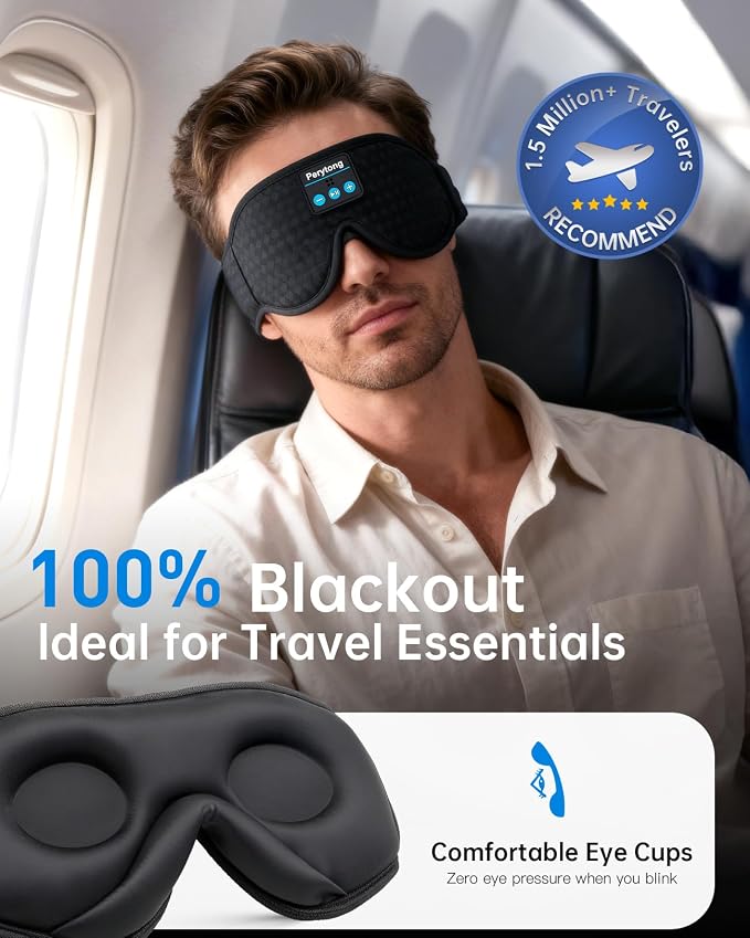 Perytong Sleep Mask with Bluetooth 5.4 Headphones, Wireless Sleep Eye Mask - Image 3