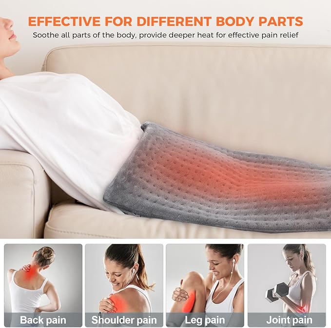 NOWWISH Heating Pad for Back Pain Relief & Period Cramps, 12x24 Inches Electric - Image 6