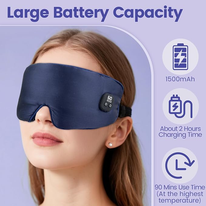 Silk Heated Eye Mask Cordless, 1500mAh Warm Eye Compresses - Image 3