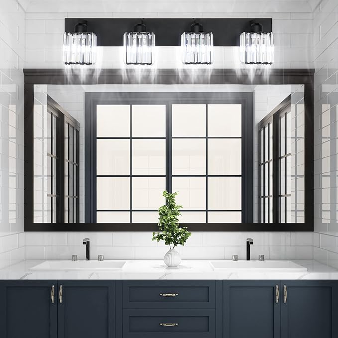 Aipsun Black Light Fixtures Bathroom Vanity Light Crystal Modern Vanity Light - Image 5