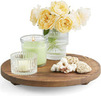 Round Decorative Tray Burnt Wood Bathroom Counter Organizer Pedestal Stand by Unknown