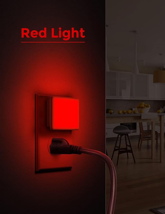 L LOHAS LED Red Night Lights Plug into Wall 2-Pack, 0.3W Plug in Night Light - Image 2
