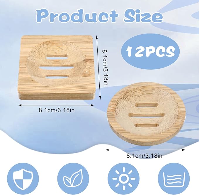 20Pcs Bamboo Soap Dishes 3 Inch Wooden Soap Tray Soaps Holder - Image 2