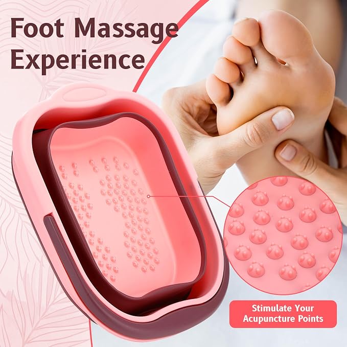 2 Pack Collapsible Foot Bath Plastic Foot Soaking Tub Portable Feet Bucket - Image 4