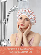 Years calm Terry Lined Shower Cap, Triple Layer Heart Motifs, Waterproof - Image 8