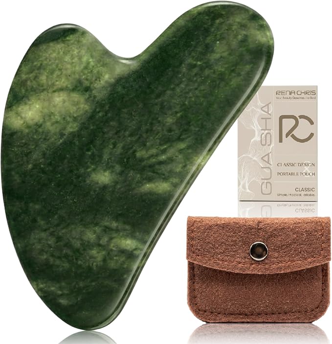 Rena Chris Gua Sha Facial Tools, Natural Jade Stone Guasha Tool by RenaChris