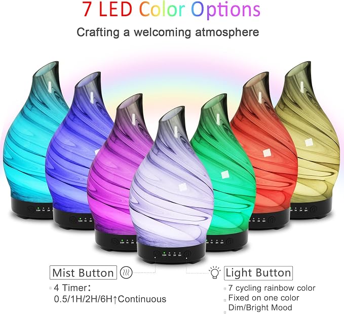 Essential Oil Diffuser 150ML, Glass Aromatherapy Diffuser - Image 2
