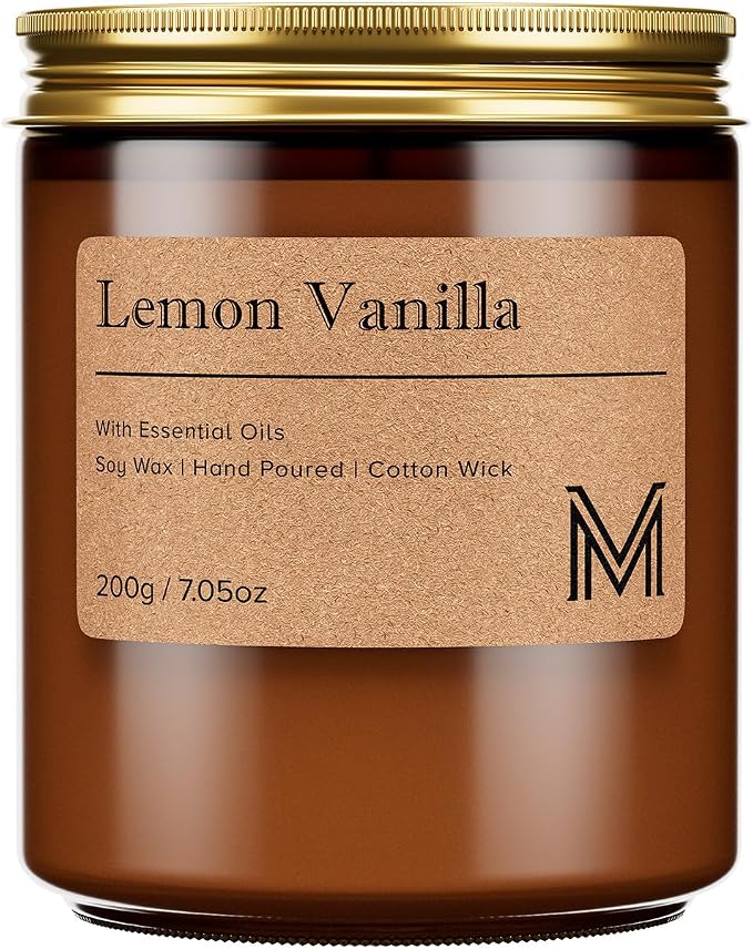 M&SENSE Lemon Vanilla Scented Christmas Candle Gift, Aromatherapy Candle Set by MSENSE