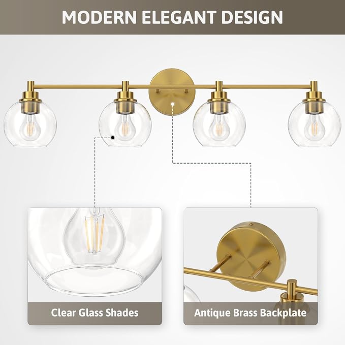VONLUCE Bathroom Light Fixtures, 4-Light Vanity Light - Image 3