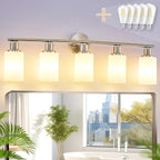 DLLT 5-Light Bathroom Light Fixtures: Nickel Modern Vanity Lights by DINGLILIGHTING