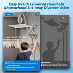 Hibbent Dual Filter All Metal 12" Rainfall Showerhead Combo, High Pressure - Image 6