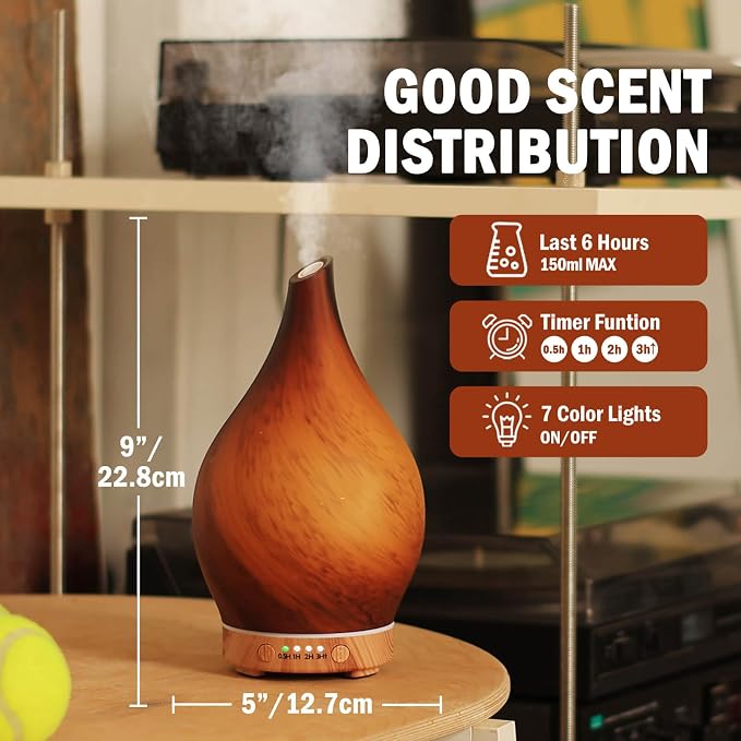 Porseme 150ml Essential Oil Diffuser Glass Color Changing Aroma Air Diffusers - Image 3