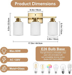 Ascher Bathroom Light Fixtures, 3-Light Vanity Light Over Mirror, Wall Lamp - Image 2