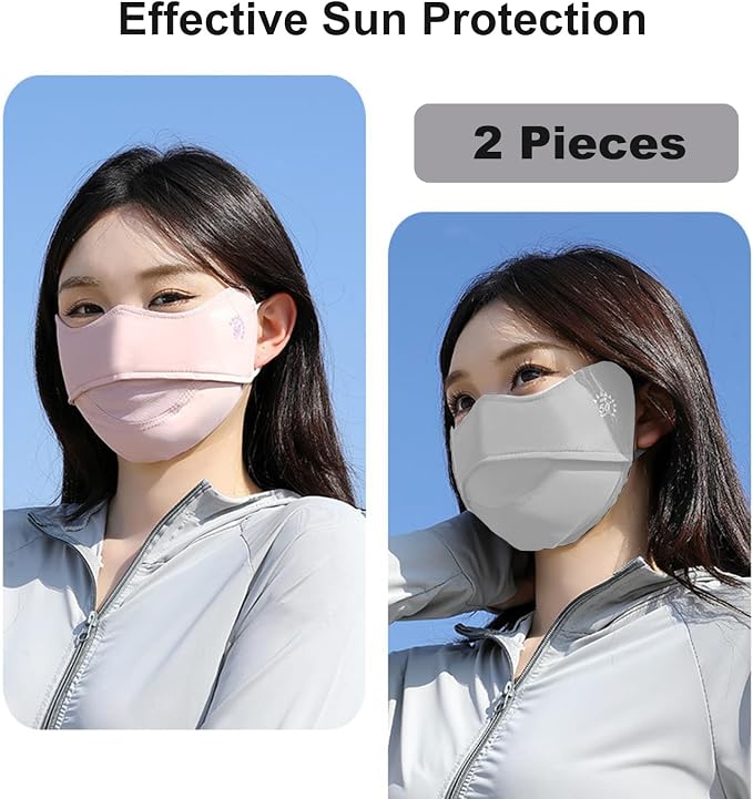 2Pcs UV Face Mask, Sun Masks for Women, Cooling Breathable Face Cover for - Image 2
