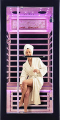 OUTEXER One Person Sauna Far Infrared Saunas Room Canadian Hemlock 1450W Dry by OUTEXER