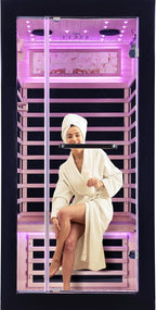 OUTEXER One Person Sauna Far Infrared Saunas Room Canadian Hemlock 1450W Dry by OUTEXER