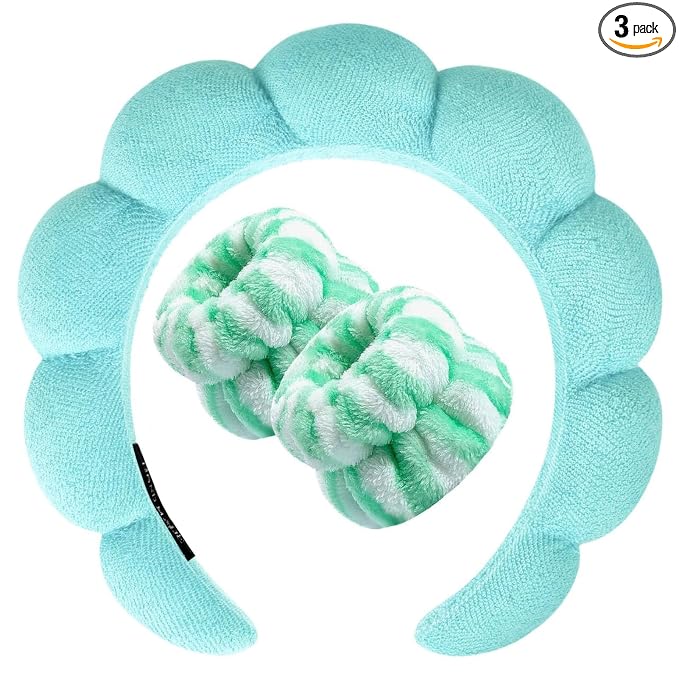 Zkptops Spa Headband for Washing Face Wristband Set Sponge Makeup Skincare by ZKPTOPS
